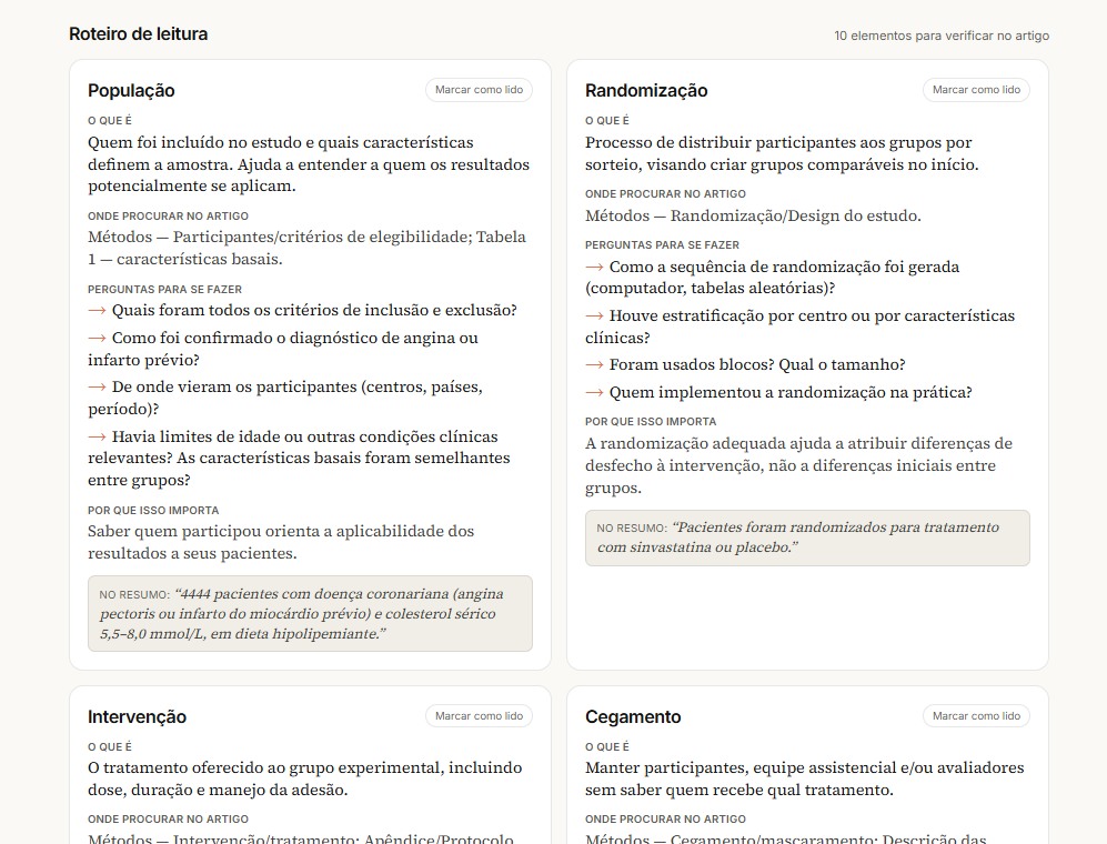 4. E entrega o roteiro: o que checar em cada parte da leitura.