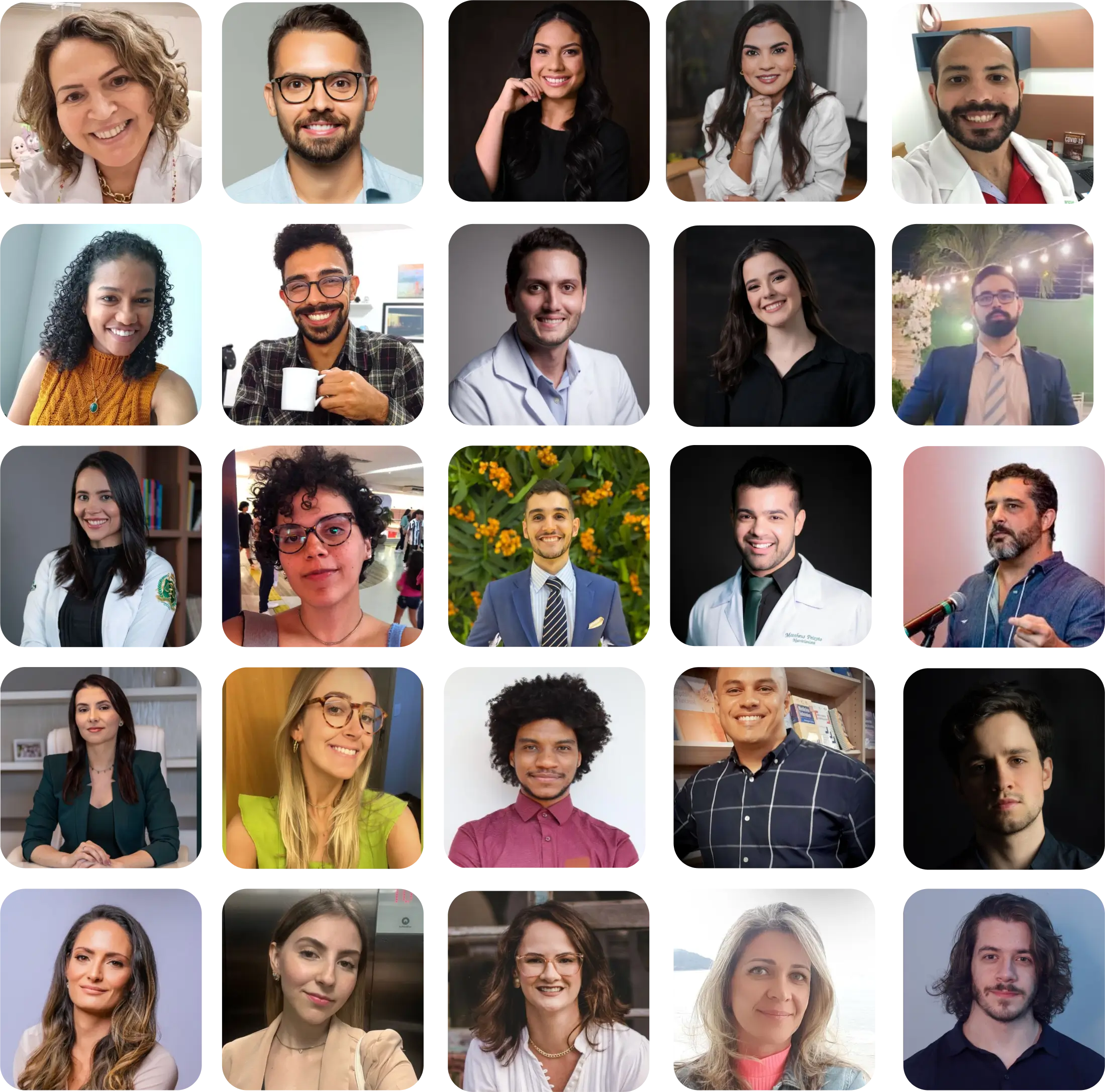 Mosaico com fotos de alunos do Interpretando Evidência