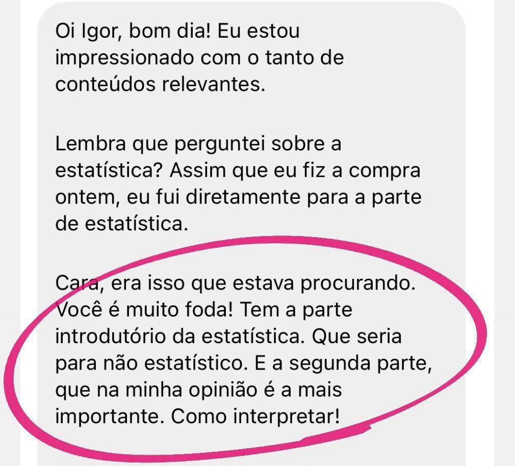 Depoimento de aluno do Interpretando Evidência
