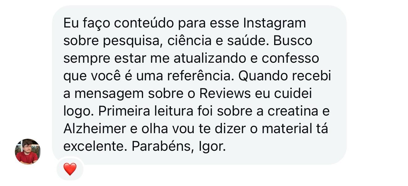 Depoimento de aluno sobre o Reviews