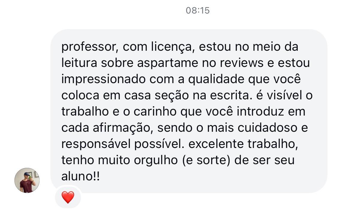Depoimento de aluno sobre o Reviews