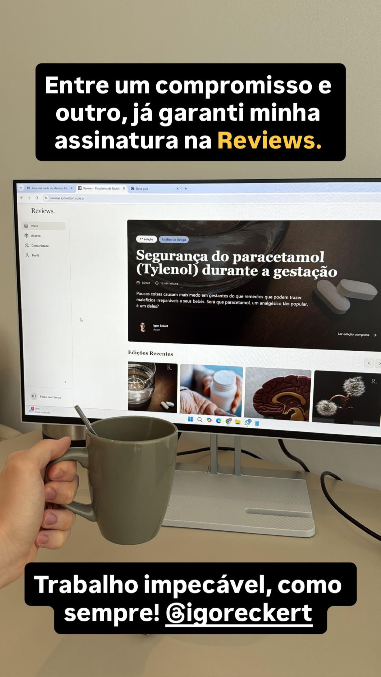 Depoimento de aluno sobre o Reviews
