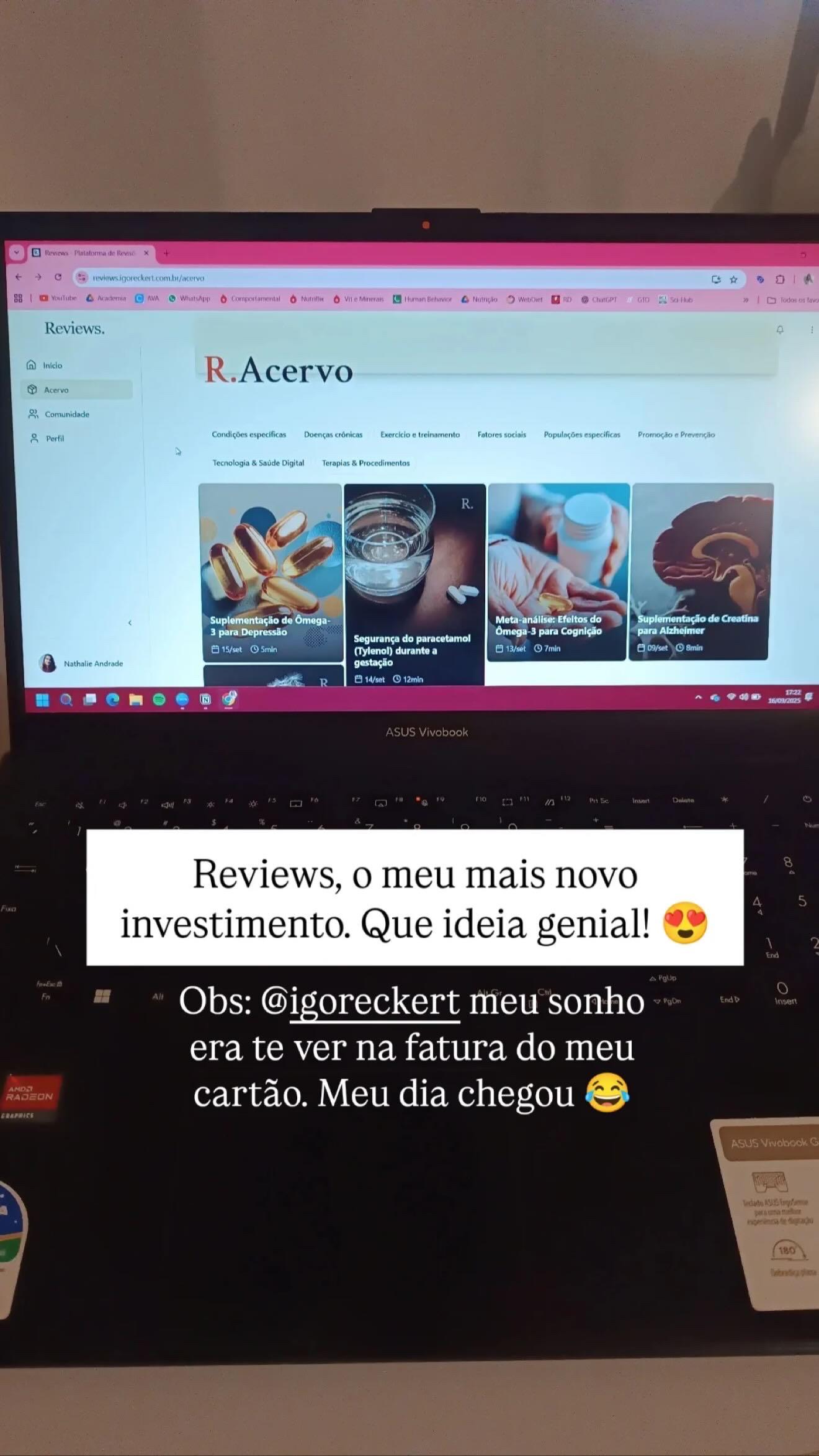 Depoimento de aluno sobre o Reviews