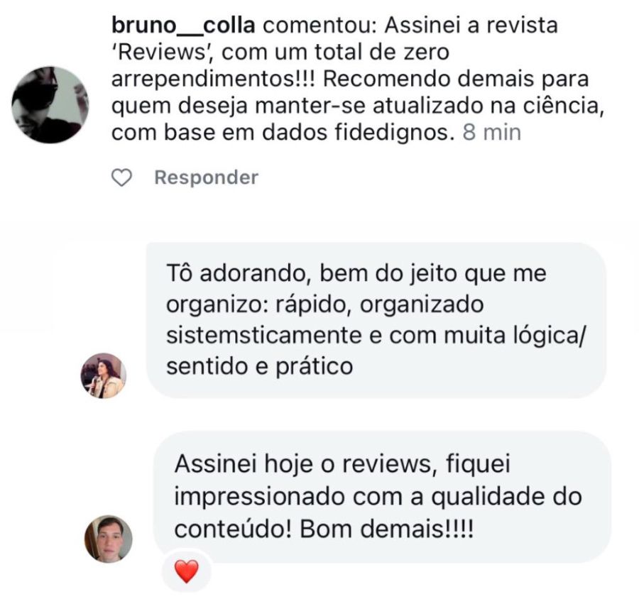 Depoimento de aluno sobre o Reviews